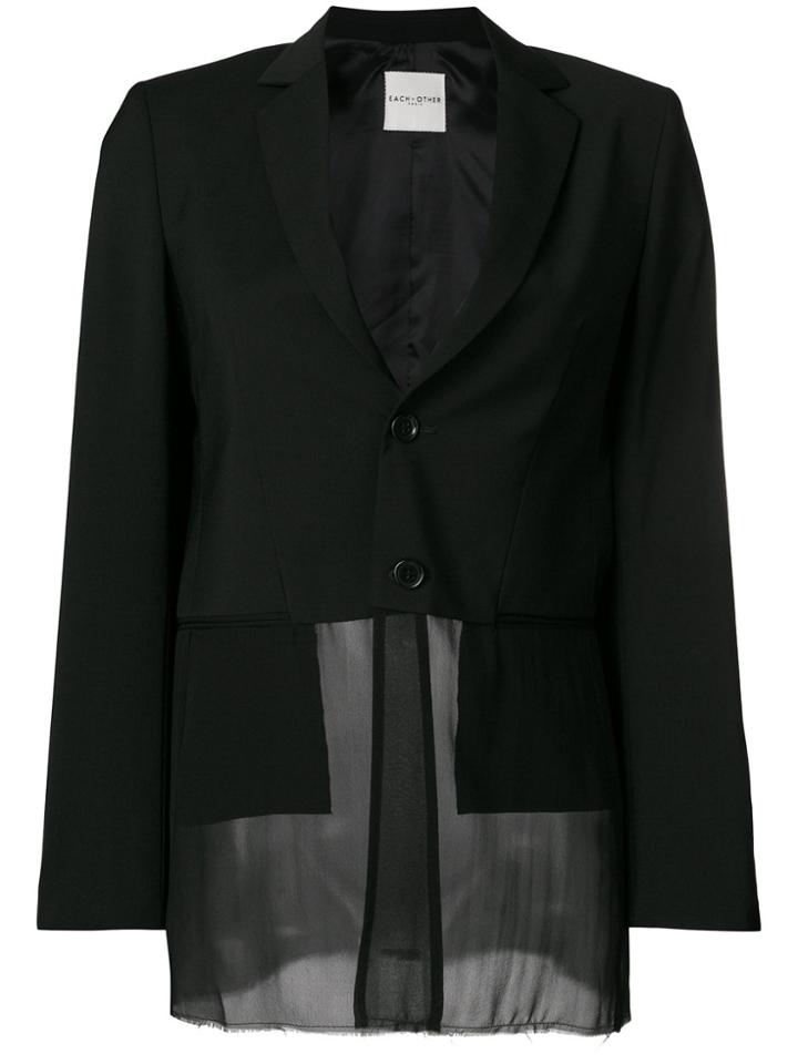 Each X Other Sheer Hem Fitted Blazer - Black