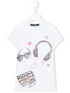 Miss Blumarine - Accessories Print T-shirt - Kids - Cotton/elastodiene - 4 Yrs, Toddler Girl's, White
