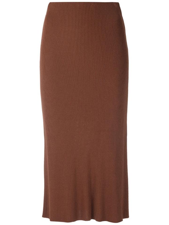 Osklen Saia Midi Rayon Rib - Brown