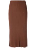 Osklen Saia Midi Rayon Rib - Brown