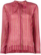 Etro Gold-tone Stripes Shirt, Women's, Size: 38, Pink/purple, Silk/metallic Fibre