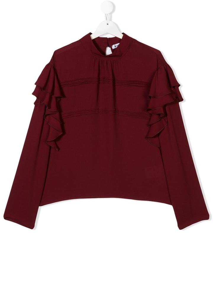 Dondup Kids Teen Long-sleeve Ruffle Blouse - Red