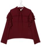 Dondup Kids Teen Long-sleeve Ruffle Blouse - Red