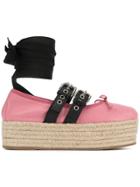 Miu Miu Platform Lace-up Espadrilles - Pink & Purple