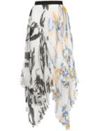 Marina Moscone Asymmetric Pleated Skirt - White