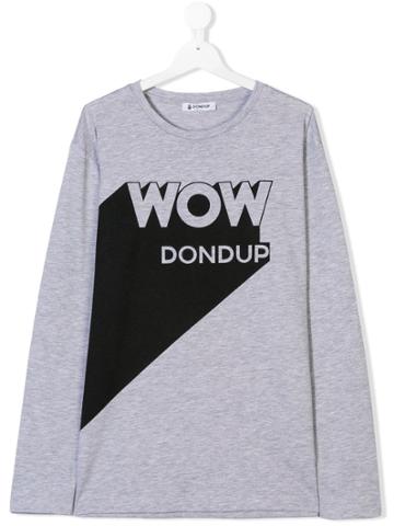 Dondup Kids Teen Graphic Print Long Sleeve T-shirt - Grey
