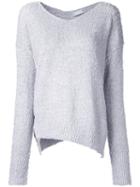 Estnation - Bouclé Sweater With Asymmetric Hem - Women - Cotton/nylon/polyester - 38, Grey, Cotton/nylon/polyester