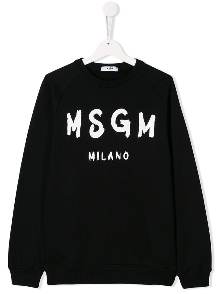 Msgm Kids Teen Freehand Branded Sweatshirt - Black