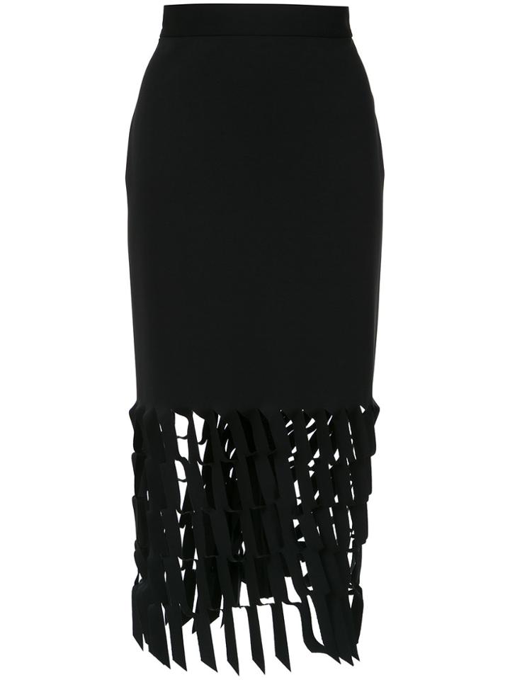 Gloria Coelho Cut Out Pattern Midi Skirt - Black