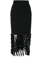 Gloria Coelho Cut Out Pattern Midi Skirt - Black