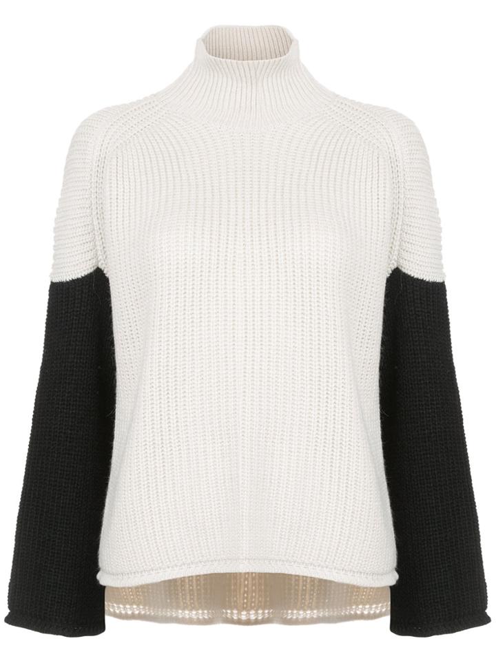 Nude Constrast Sleeve Turtleneck Jumper - Nude & Neutrals