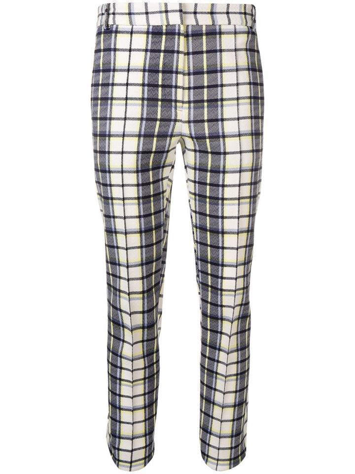 Rokh Cropped Check Trousers - Blue