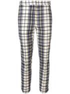 Rokh Cropped Check Trousers - Blue