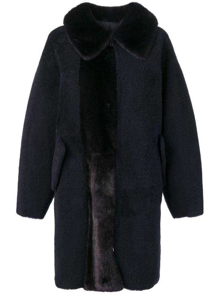 Blancha Panel Oversized Coat - Blue