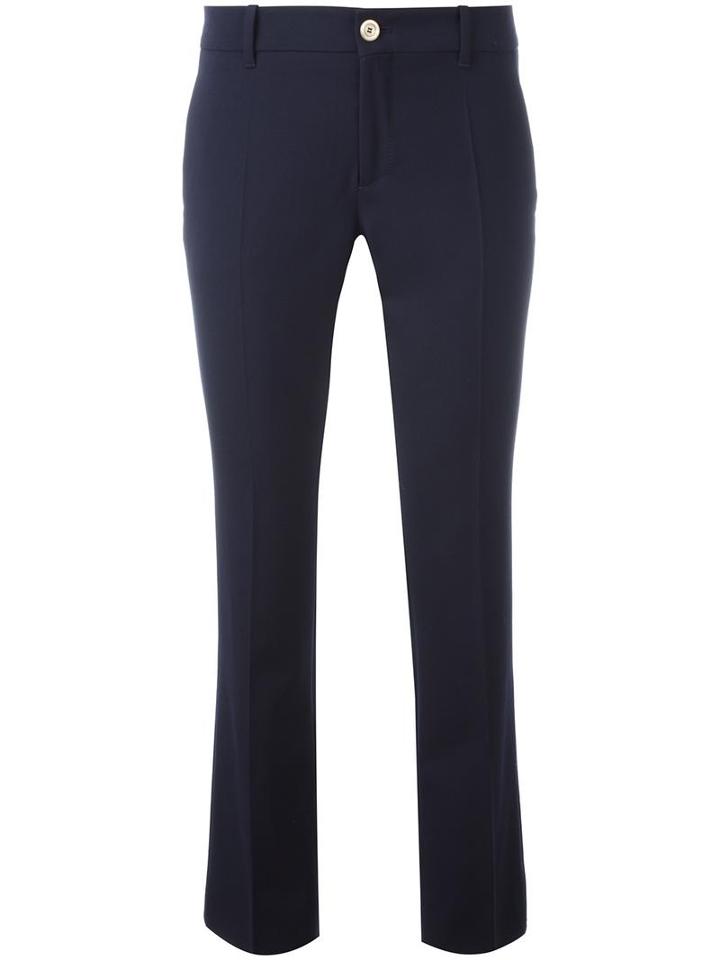 Gucci Slim Flared Trousers, Size: 42, Blue, Wool/silk/spandex/elastane/viscose