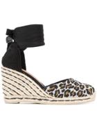 Castañer Leopard Print Wedge Espadrilles - Black