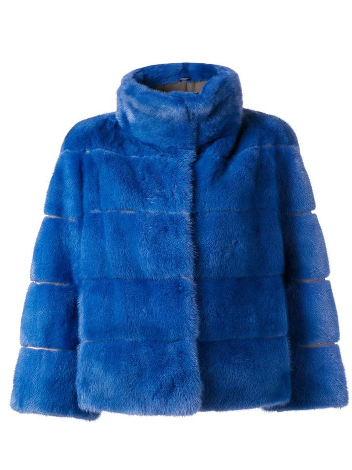 Arma Short Fur Jacket - Blue