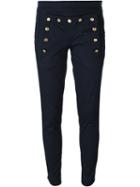 Dondup Front Button Placket Trousers, Women's, Size: 40, Blue, Cotton/polyamide/spandex/elastane