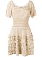 Blumarine - Short Sleeve Knitted Dress - Women - Cotton/polyamide - 40, Women's, Nude/neutrals, Cotton/polyamide