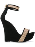 Balmain Embellished Wedge Sandals - Black