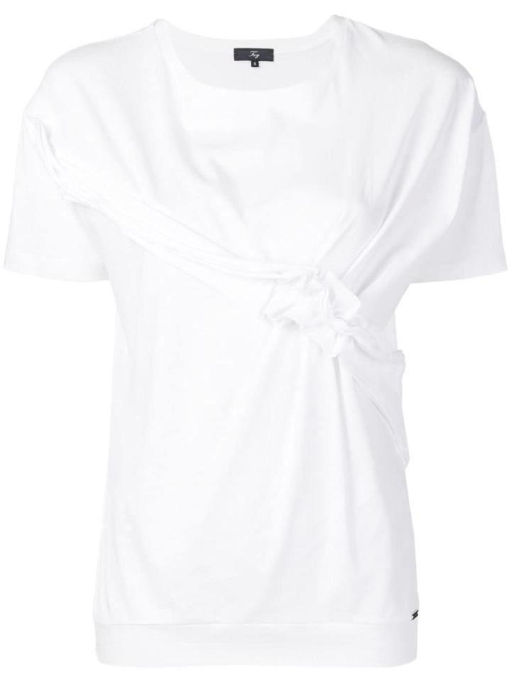 Fay Gathered Detail T-shirt - White