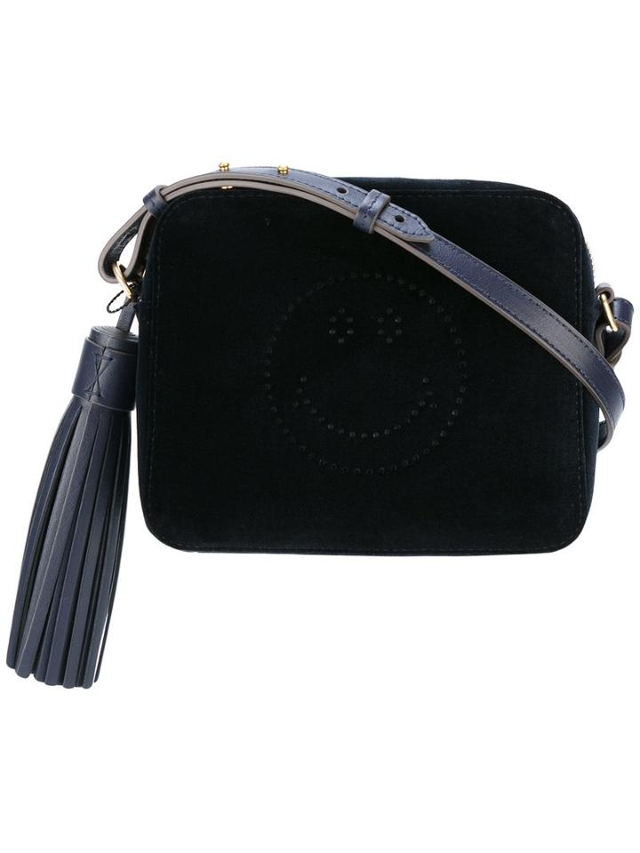 Anya Hindmarch Smiley Cross-body Bag, Women's, Blue, Velvet/leather