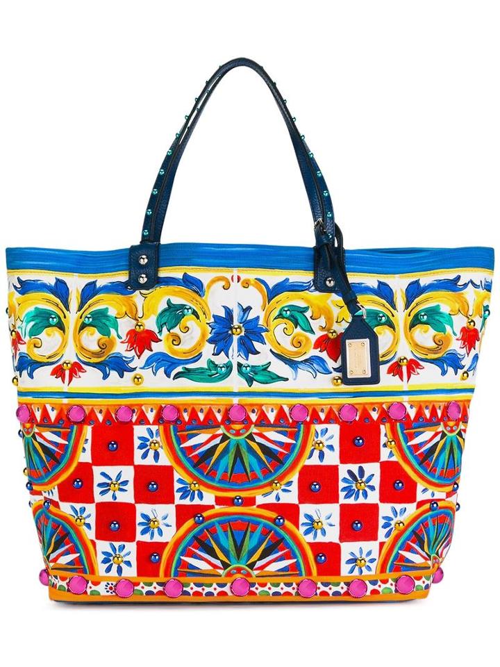 Dolce & Gabbana Mambo Print Shopper, Women's, Cotton/calf Leather