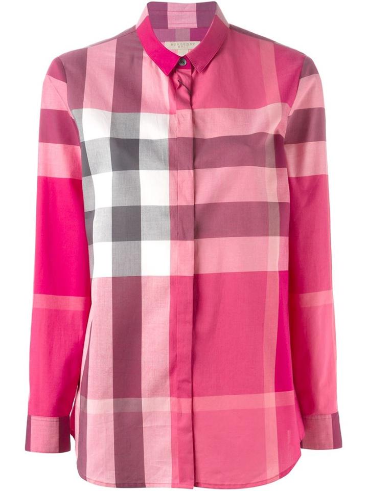Burberry Checked Shirt, Women's, Size: Small, Pink/purple, Cotton