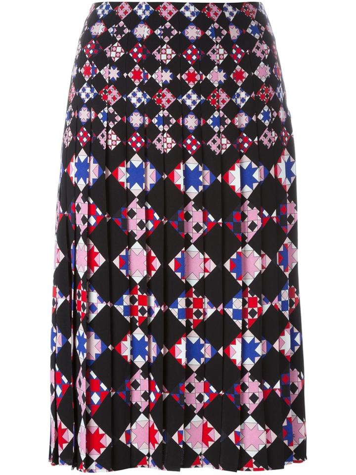 Emilio Pucci Geometric Print Pleated Skirt - Black