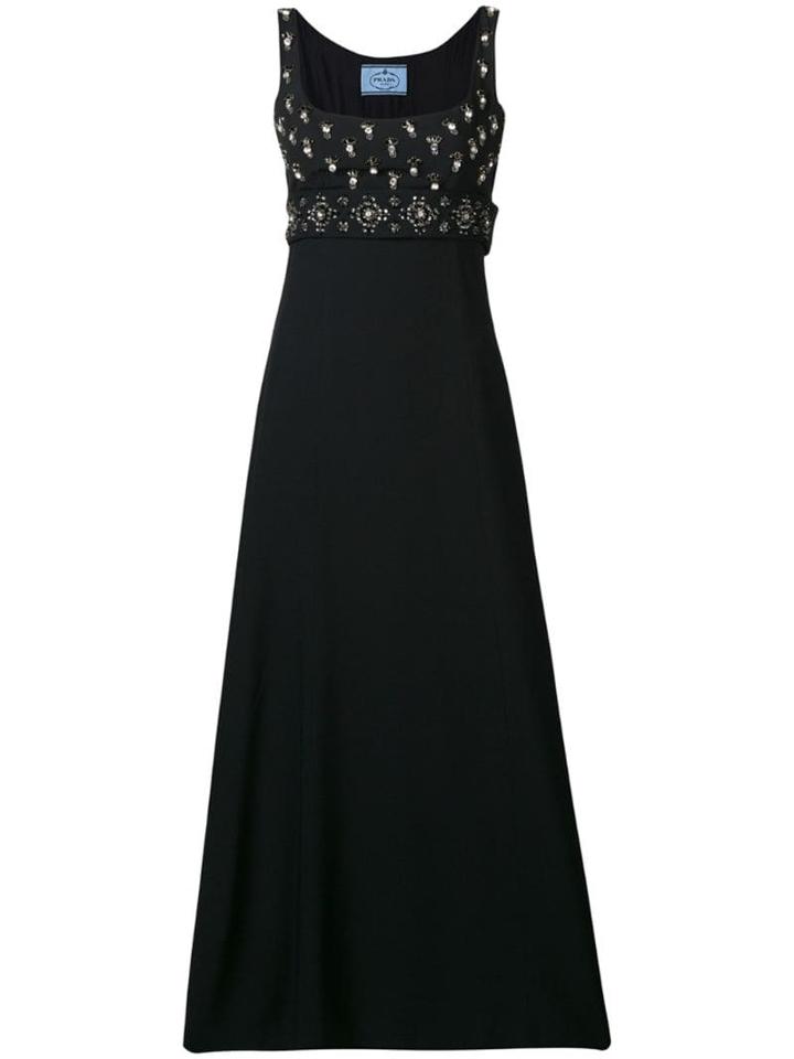 Prada Pre-owned 2000's Bead & Crystal Embroidered Gown - Black