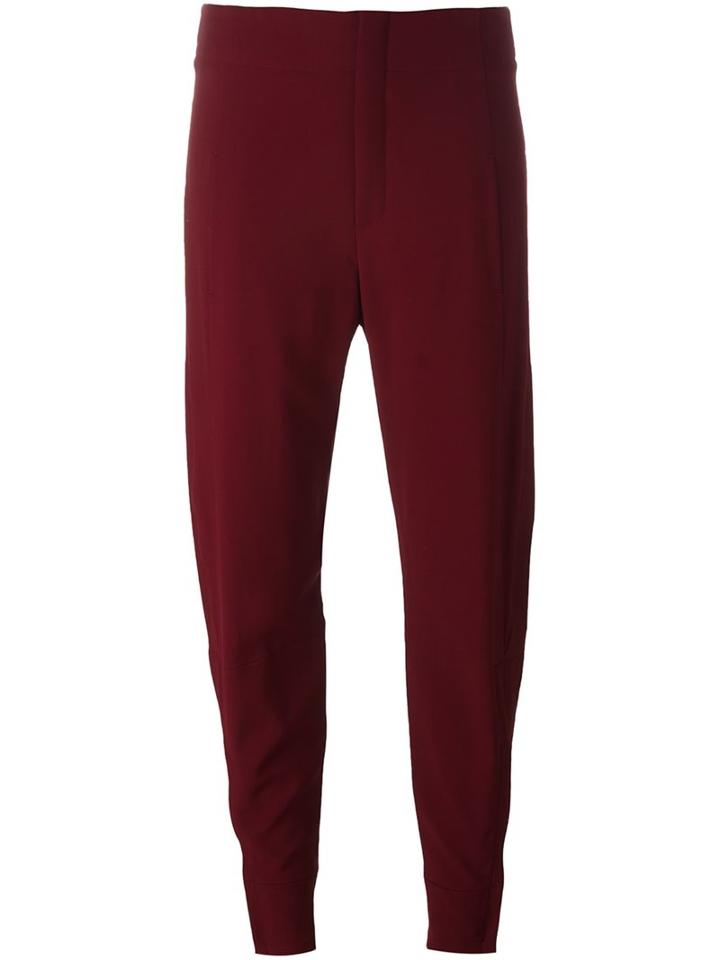 Chloé Cropped Trousers, Women's, Size: 40, Red, Silk/acetate/viscose