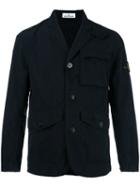 Stone Island Logo Patch Blazer, Men's, Size: Xl, Blue, Polyamide/polyester
