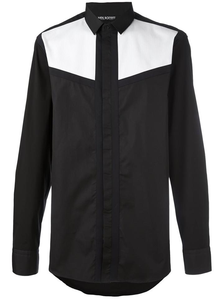 Neil Barrett Panelled Shirt, Men's, Size: 44, Black, Cotton