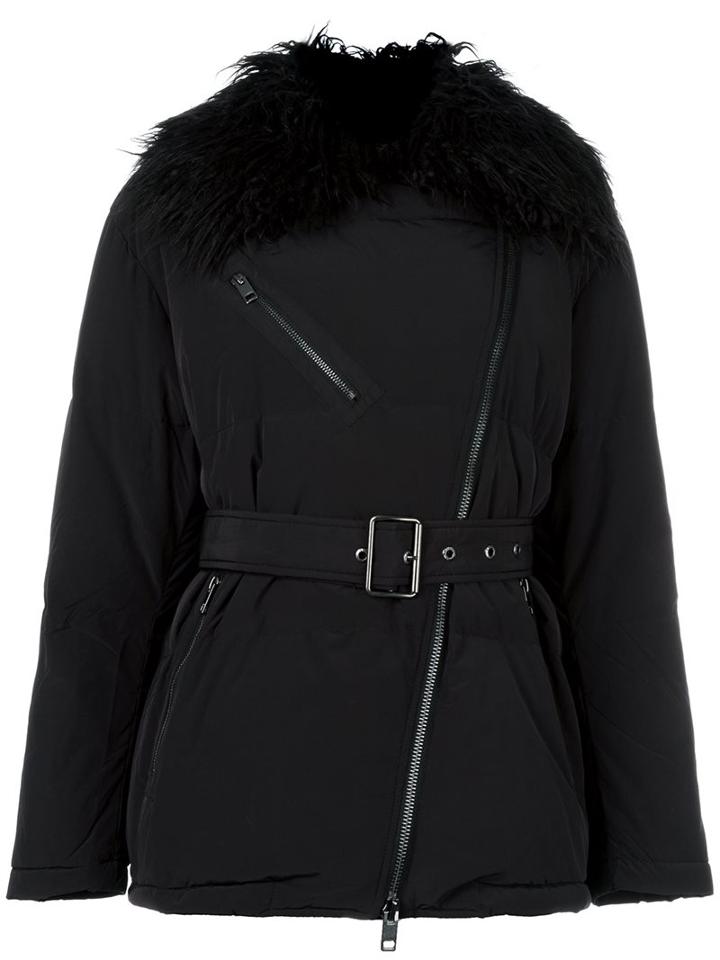 Diesel Hooded Belted Jacket, Women's, Size: Large, Black, Feather Down/nylon/polyester