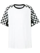 Facetasm Checkered Sleeve Raglan T-shirt - White