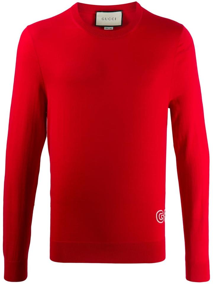 Gucci Gg Patch Jumper - Red