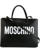 Moschino Logo Print Square Tote - Black
