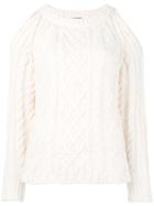 Nude Cable Knit Cut-out Jumper, Women's, Size: 44, Nude/neutrals, Cotton/polyamide/polyester
