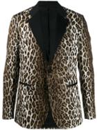 Versace Jacquard Leopard Print Blazer - Black