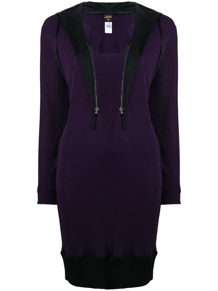 Jean Paul Gaultier Vintage Zipped Collar Sweater Dress - Purple