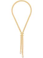 Chanel Vintage Cc Logos Pearl Pendant Necklace - Gold