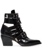 Chloé Black Reilly 60 Leather Buckle Ankle Boots