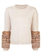 Alice+olivia Fur Cuff Jumper - Neutrals