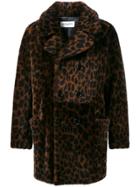 Saint Laurent Leopard Print Shearling Coat - Brown