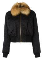 Lanvin Fox Fur Collar Bomber Jacket - Black