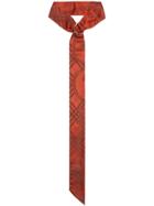 Burberry D-ring Detail Chain Silk Jacquard Skinny Scarf - Red