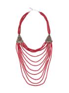 Night Market Long Beaded Necklace - Red