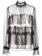 Adam Lippes Polka Dot Tulle Blouse - Black