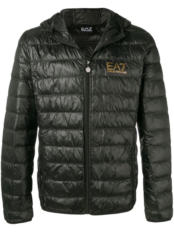 Ea7 Emporio Armani Logo Print Padded Jacket - Black