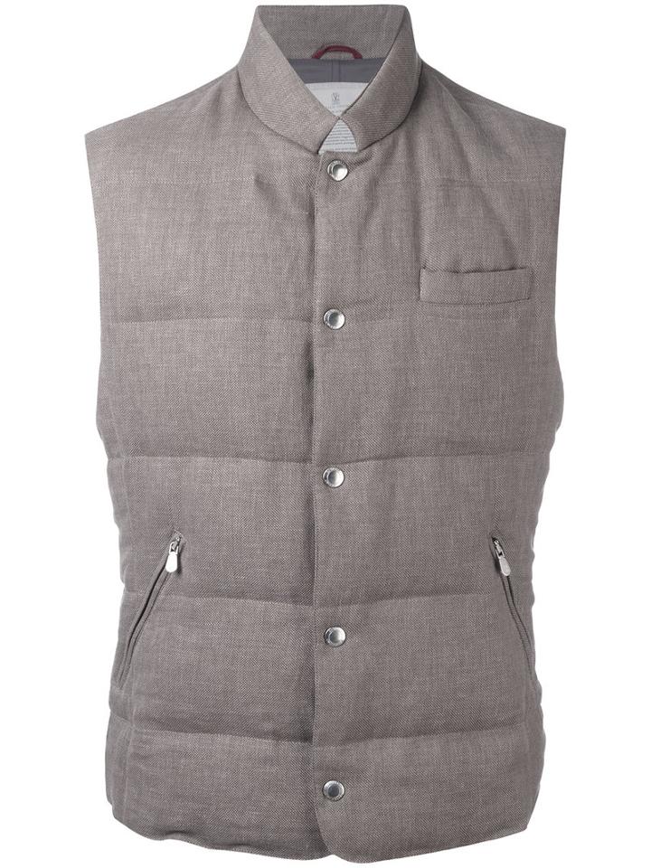 Brunello Cucinelli Padded Vest, Men's, Size: Xl, Nude/neutrals, Silk/linen/flax/nylon/polyamide